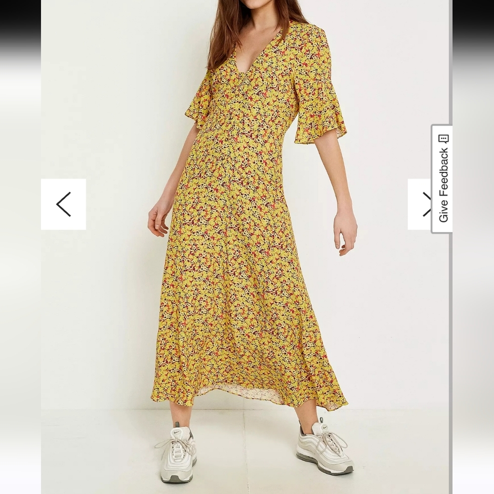 Urban Outfitters Ditsy Daffodil Maxi Dress Sz XS